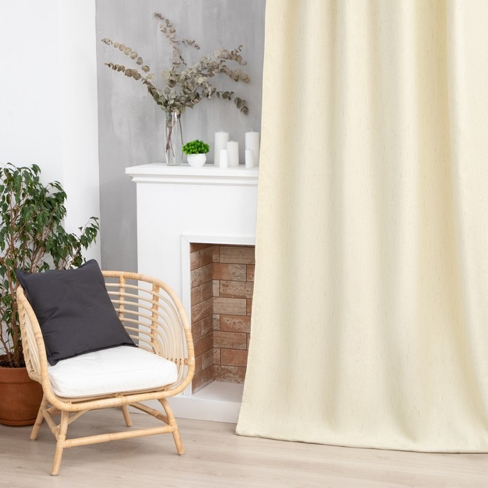 Штора портьерная Этель &laquo;Классика&raquo; цвет светло бежевый, на шторн.ленте 250х265 см,100% п/э