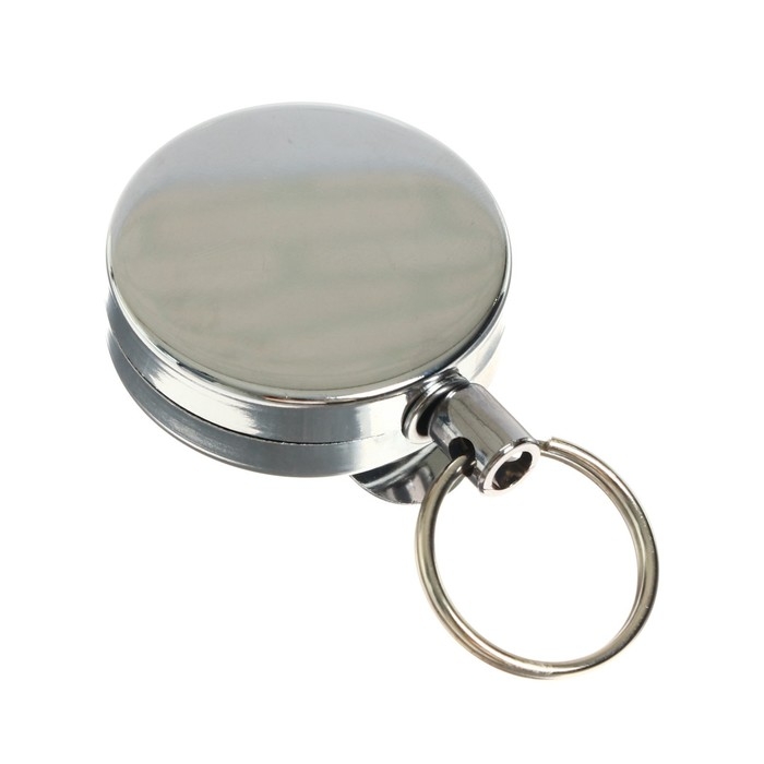 Держатель-рулетка для бейджей, 70 см-металлическая, клип, прищепка, серебристый Держатель-рулетка для бейджей, 70 см-металлическая, клип, прищепка, серебристый