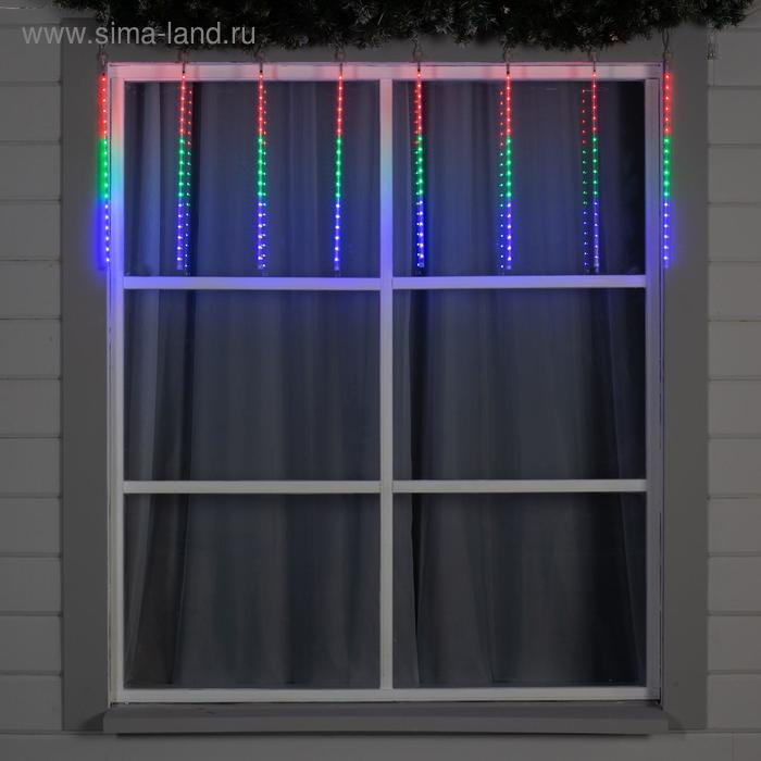 Гирлянда &laquo;Сосульки&raquo; 3 &times; 0.5 м, IP44, прозрачная нить, 288 LED, свечение мульти с эффектом стекания, 12 В