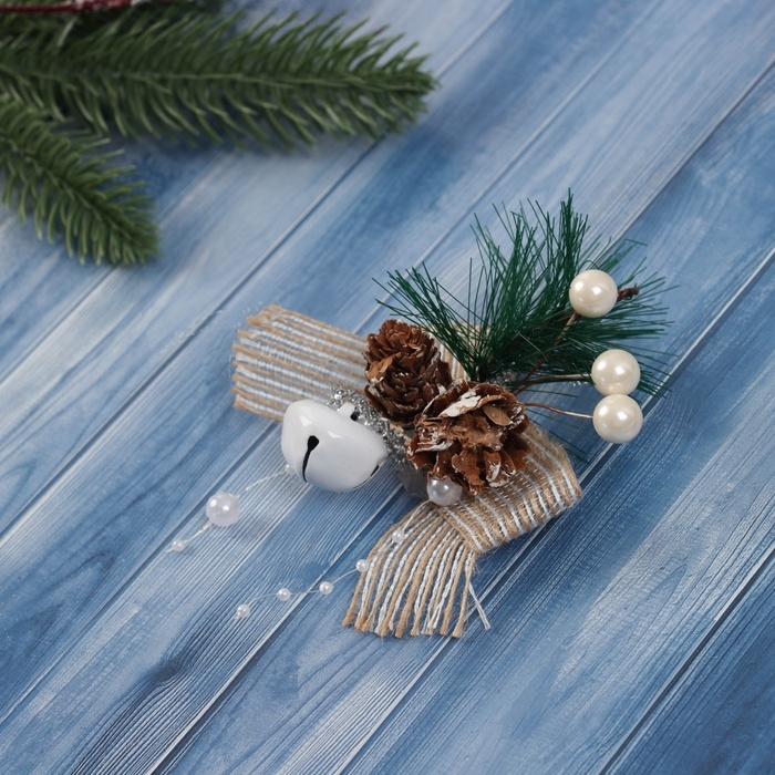 Украшение ёлочное "Композиция на бантике" (набор 2 шт ) бубенчик, 11х9 см