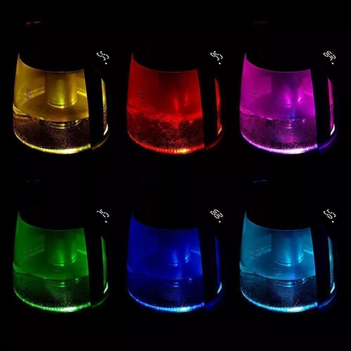 Чайник электрический Kitfort KT-6624, стекло, 1.7 л, 2200 Вт, фиолетовый Чайник электрический Kitfort KT-6624, стекло, 1.7 л, 2200 Вт, фиолетовый