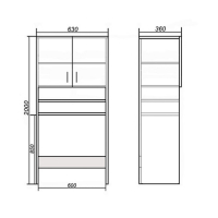 Шкаф для ванной комнаты "Комби 60", 63 х 36 х 200 см Шкаф для ванной комнаты "Комби 60", 63 х 36 х 200 см
