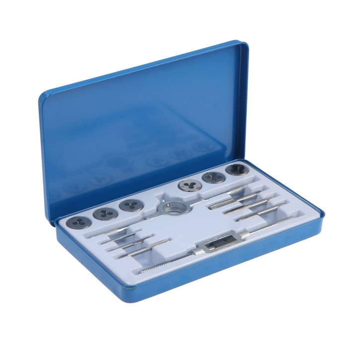 Набор метчиков и плашек ТУНДРА, М3 - М10, 14 предметов Набор метчиков и плашек ТУНДРА, М3 - М10, 14 предметов