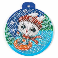 Алмазная мозаика на новый год для детей на подвеске «Зайка», 10 х 10 см, новогодний набор для творчества Алмазная мозаика на новый год для детей на подвеске «Зайка», 10 х 10 см, новогодний набор для творчества