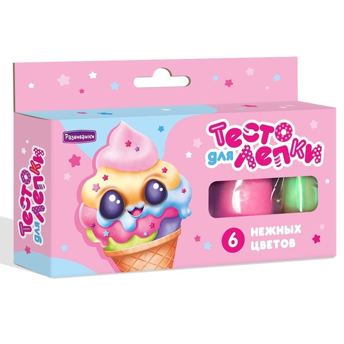 Тесто для лепки, в коробке 6 цветов по 25 г, нежные цвета Тесто для лепки, в коробке 6 цветов по 25 г, нежные цвета