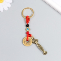 Брелок металл нэцке "Жезл Жуи" 5 монет h=9 см Брелок металл нэцке "Жезл Жуи" 5 монет h=9 см