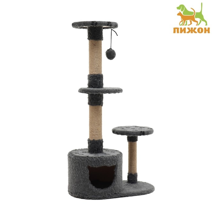 Комплекс для кошек с когтеточкой, круглый, 3х-уровневый, 65 х 36 х 107см, дымчатый Комплекс для кошек с когтеточкой, круглый, 3х-уровневый, 65 х 36 х 107см, дымчатый