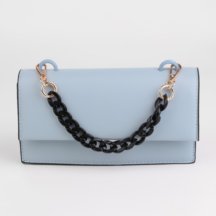 Цепочка для сумки, пластиковая, с карабинами, 23 &times; 17 мм, 30 см, цвет чёрный/золотой