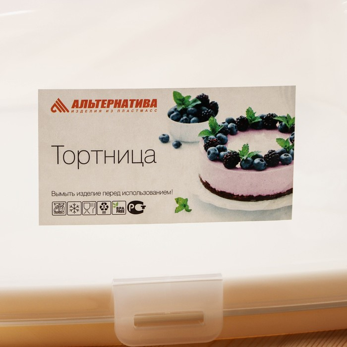 Тортовница с крышкой, 28,5&times;28,5&times;17,5 см, цвет бежевый