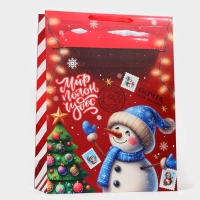Новый год. Пакет ламинированный &laquo;Снеговичок&raquo;, XXL 61 х 46 х 20 см.