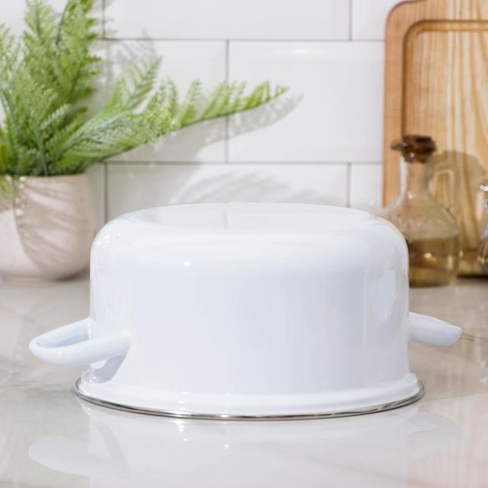 Кастрюля эмалированная без деколи, 3 л, индукция, цвет белый Кастрюля эмалированная без деколи, 3 л, индукция, цвет белый