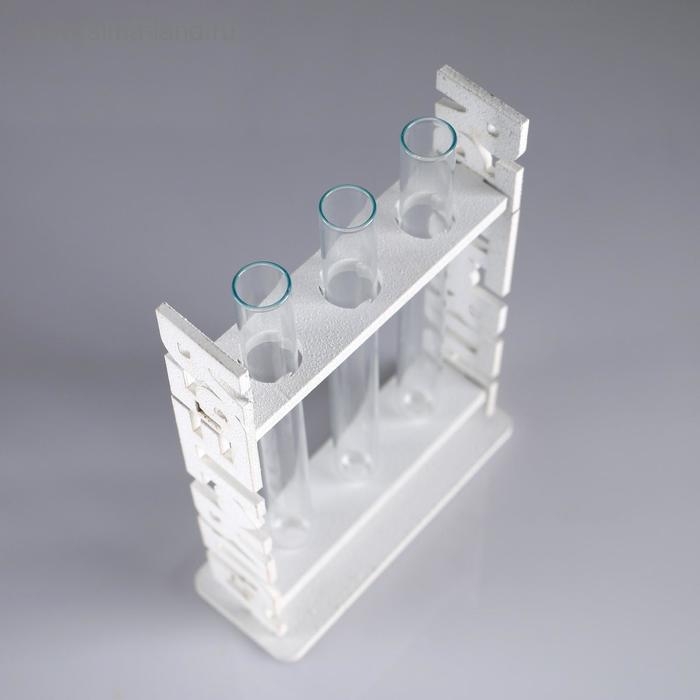 Кашпо деревянное 12.7&times;4.8&times;17.2 см с 3 колбами "Для тебя", белый Дарим Красиво