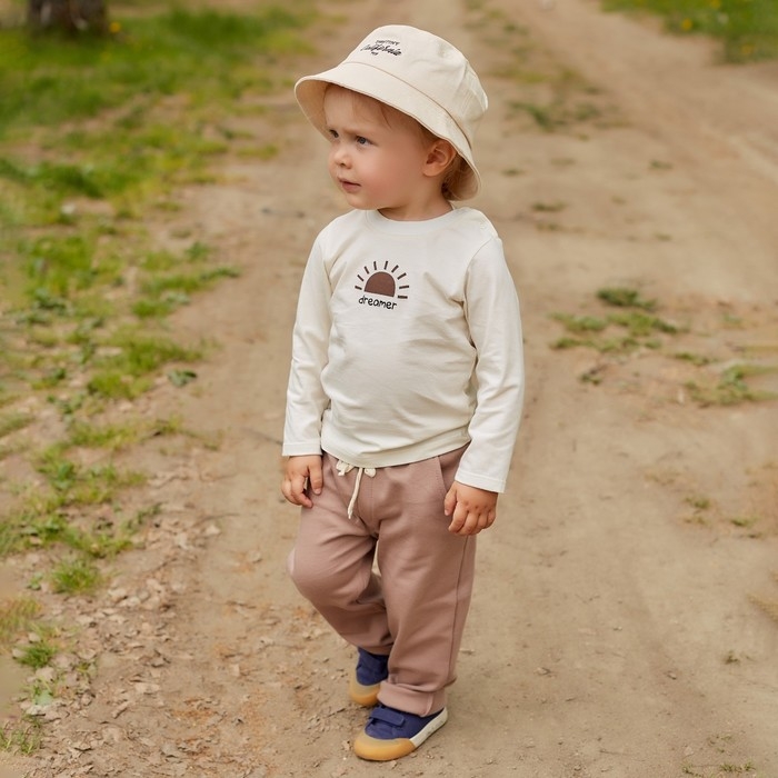 Комплект: футболка с дл. рукавом и брюки Крошка Я Dreamer, рост 62-68 см, бежевый