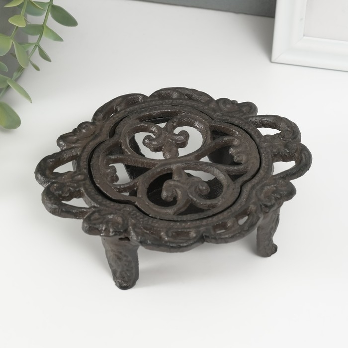 Подставка для греющей свечи на 1 свечу чугун "Лилия" 15х12,5х5 см