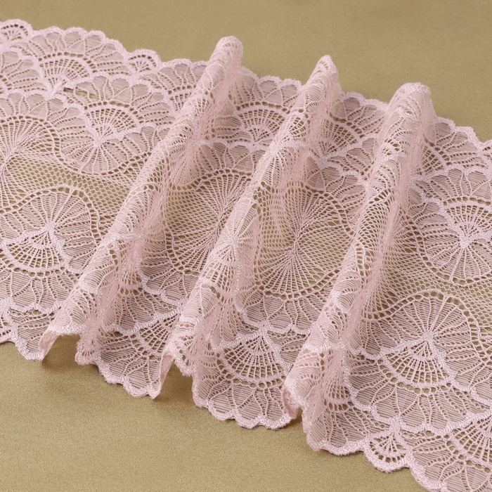 Кружевная эластичная ткань, 180 мм × 2,7 ± 0,5 м, цвет пудровый Кружевная эластичная ткань, 180 мм × 2,7 ± 0,5 м, цвет пудровый