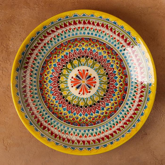 Ляган Риштанская Керамика Ляган Риштанская Керамика "Узоры", 42 см, жёлтый