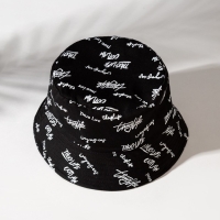 Панама двусторонняя MINAKU с надписями, цвет чёрный, размер 58 Панама двусторонняя MINAKU с надписями, цвет чёрный, размер 58