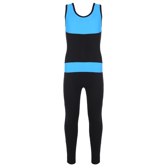 Комбинезон для гимнастики и танцев Grace Dance, р. 32, цвет чёрный/бирюзовый