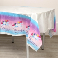 Скатерть одноразовая &laquo;Волшебного дня рождения&raquo;, единорог, 180 х 137 см