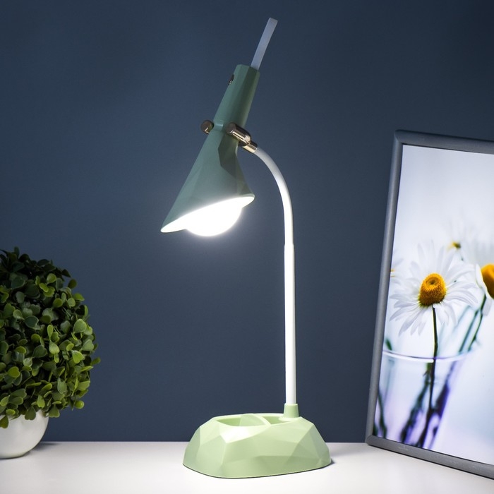 Настольная лампа Настольная лампа "Делсер" LED 3Вт USB АКБ зелёный 14х13х39 см RISALUX