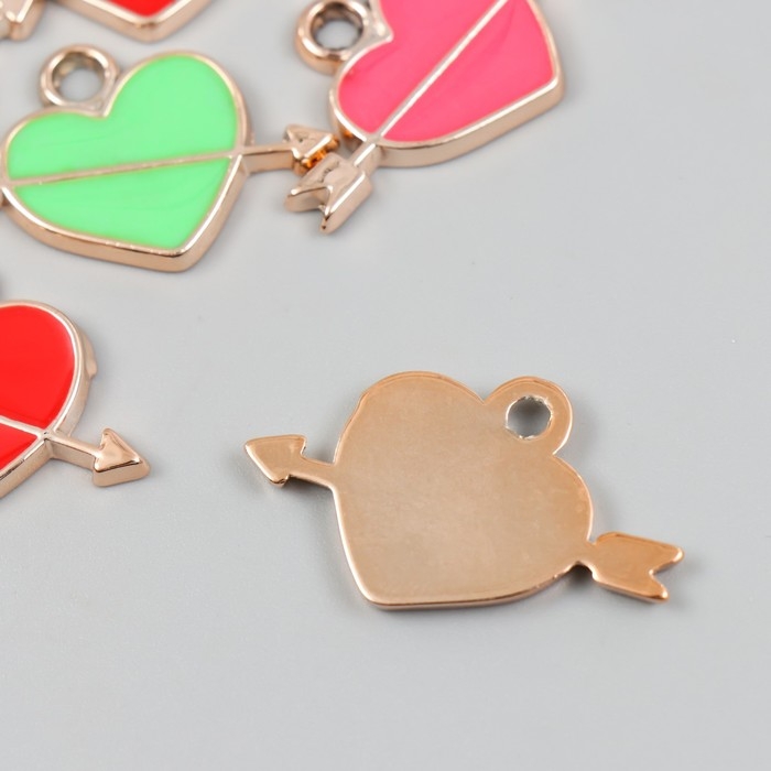 Декор для творчества пластик под металл Декор для творчества пластик под металл "Сердце со стрелой" МИКС набор 6 шт 0,2х3,4х2,2 см