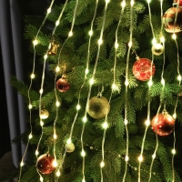 Умная гирлянда &laquo;Конский хвост&raquo; 10 нитей по 1 м роса, IP20, серебристая нить, 100 LED, пульт ДУ, приложение, свечение RGB, USB