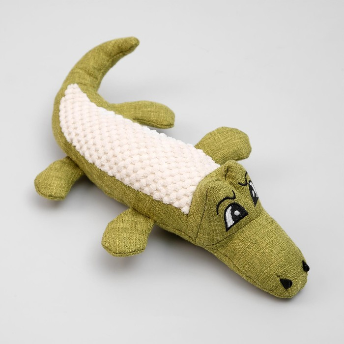 Игрушка текстильная Игрушка текстильная "Крокодил" с пищалкой, 30 см, зелёный