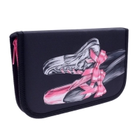 Пенал 1 секция, 130 х 210 х 40 мм, 2 откидные планки, тканевый, Calligrata TOP, Content "Пуанты"