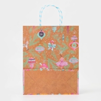 Новый год. Пакет бумажный подарочный новогодний крафт "Щелкунчик" 26 х 32 х 12 см.