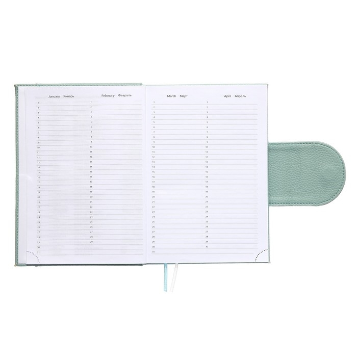 Ежедневник недатированный A5, 160 листов, deVENTE.Contea, твёрдая обложка из искусственной кожи с поролоном, блок 70 г/м2, бирюзовый