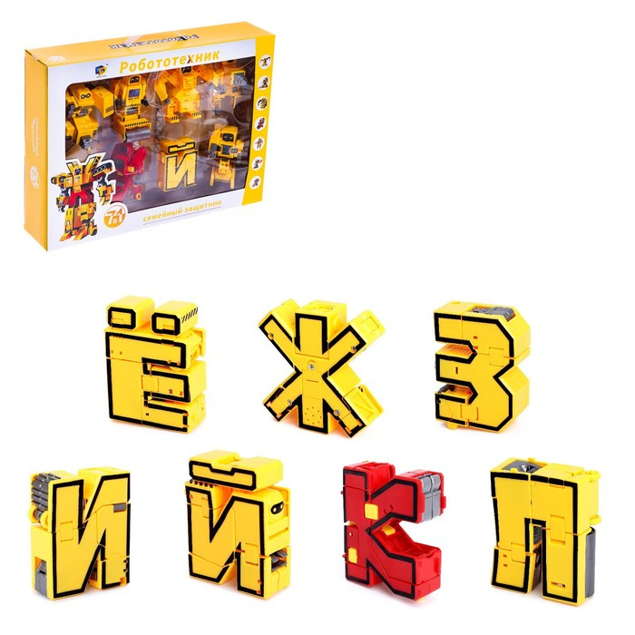 Набор роботов &laquo;Алфавит&raquo;, трансформируются, 7 штук, собираются в 1 робота