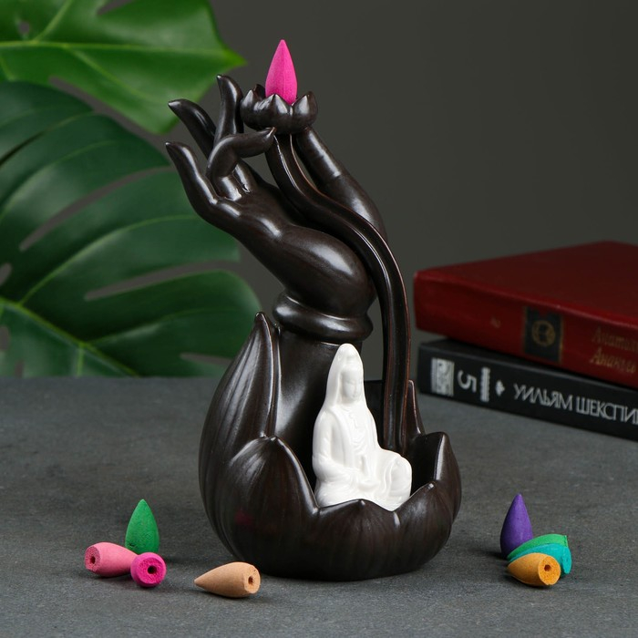 Подставка для благовоний Подставка для благовоний "Лотос в руке" 10х10х23см