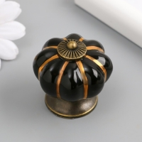 Ручка для шкатулки керамика, металл "Тыковка" чёрная 4х4х4 см Ручка для шкатулки керамика, металл "Тыковка" чёрная 4х4х4 см