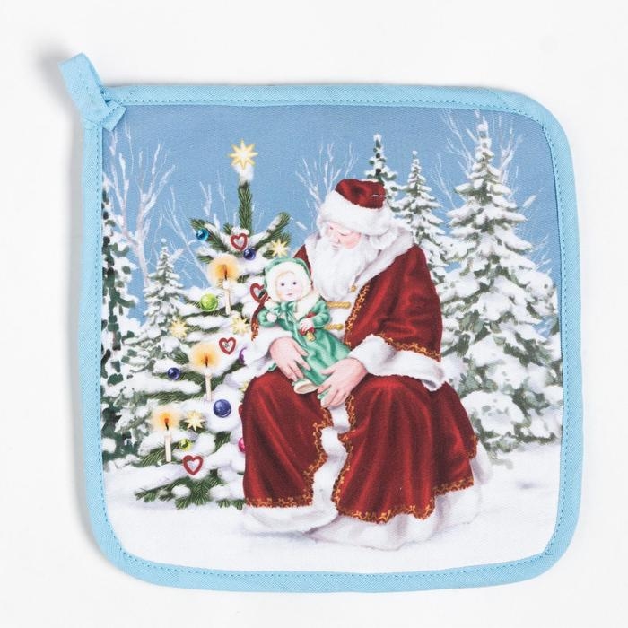 Новый год. Набор кухонный &laquo;Новогоднее чудо&raquo; варежка-прихватка 20х28см, прихватка 19х19см,100%хл