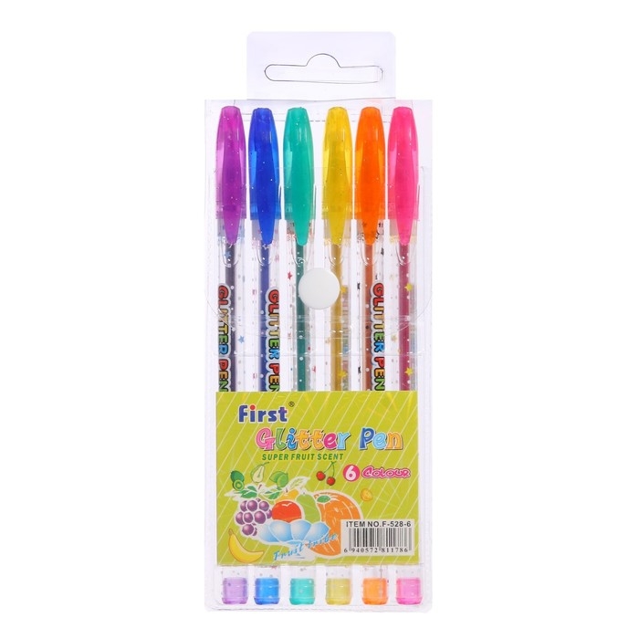 Набор гелевых ручек, 6 цветов, металлик, корпус с рисунком, в блистере на кнопке Набор гелевых ручек, 6 цветов, металлик, корпус с рисунком, в блистере на кнопке