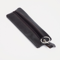 Ключница на молнии TEXTURA, длина 17 см, кольцо, цвет коричневый