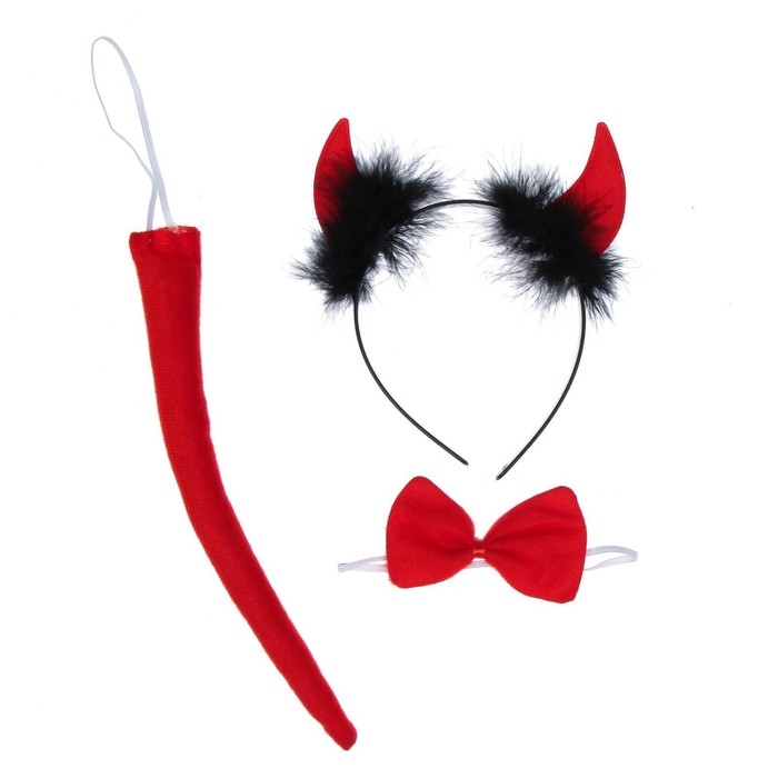 Карнавальный набор &laquo;Чёрт&raquo;, 3 предмета: ободок, бабочка, хвост