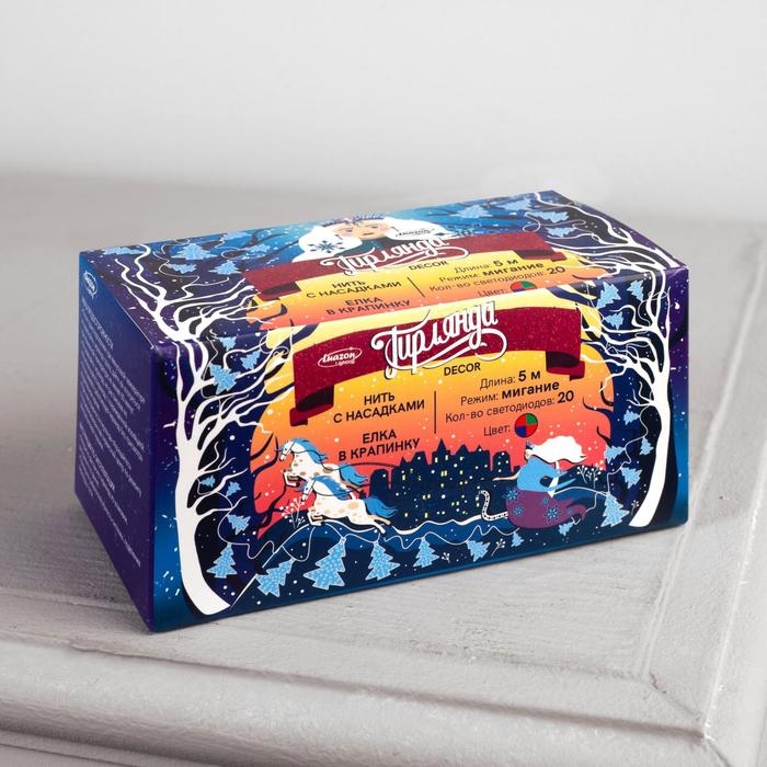 Гирлянда «Нить» 5 м с насадками «Ёлка в крапинку», IP20, прозрачная нить, 20 LED, свечение мульти (RG/RB), мигание, 220 В Гирлянда «Нить» 5 м с насадками «Ёлка в крапинку», IP20, прозрачная нить, 20 LED, свечение мульти (RG/RB), мигание, 220 В