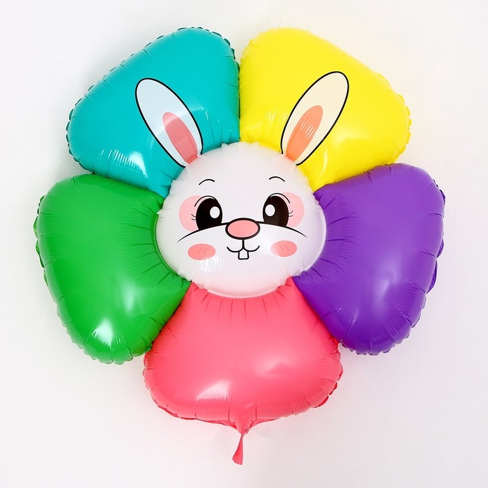 Шар полимерный 38 Шар полимерный 38" «Зайка-цветок», разноцветный