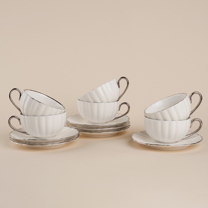 Чайный сервиз SL Home «Гарда», 12 предметов: 6 чашек 200 мл, 6 блюдец d=15 см, цвет белый Чайный сервиз SL Home «Гарда», 12 предметов: 6 чашек 200 мл, 6 блюдец d=15 см, цвет белый