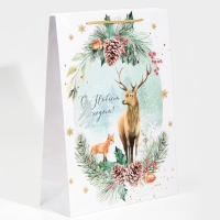 Пакет подарочный новогодний ламинированный &laquo;На лесной опушке&raquo;, L 28 х 38 х 9 см