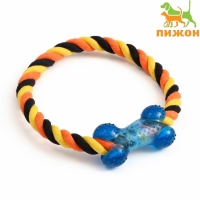 Игрушка тренировочная канатная "Круг с косточкой", до 100 г, микс цветов Игрушка тренировочная канатная "Круг с косточкой", до 100 г, микс цветов