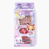 Детские накладные ногти на новый год &laquo;Новогоднее настроение&raquo;, 12 шт, подарочный набор с браслетом и заколками