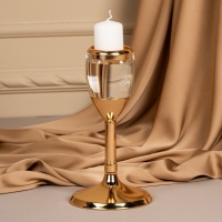 Подсвечник металл, стекло на 1 свечу &laquo;Безмятежность&raquo; цвет золото 11 х 11 х 21 см