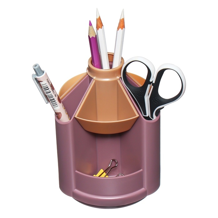 Подставка-органайзер для канцелярии вращающаяся, ErichKrause Mini Desk, Manga, розовая с бежевым Подставка-органайзер для канцелярии вращающаяся, ErichKrause Mini Desk, Manga, розовая с бежевым