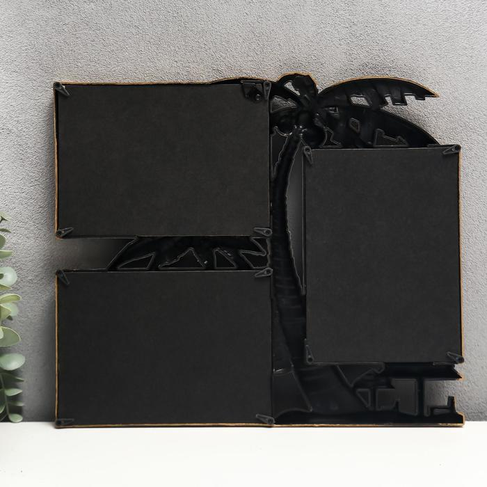 Фоторамка на 3 фото 10х15 см Фоторамка на 3 фото 10х15 см "Пальма с кокосами" золото 28х33 см