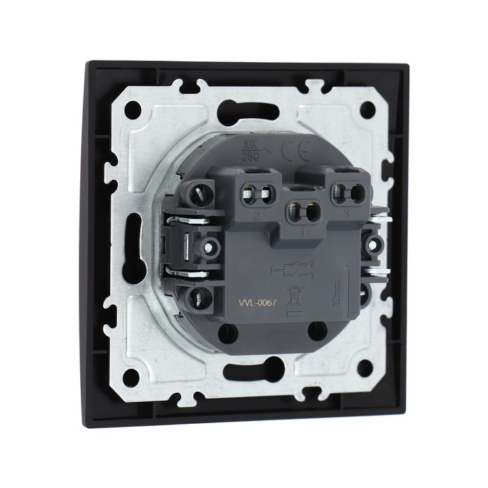 Выключатель TOT Elegant, 10 А, 2 кл., скрытый, черный