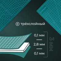 Мат для резки, трёхслойный, 30 &times; 21 см, А4, цвет зелёный