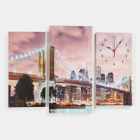 Часы-картина настенные, модульные "Светящийся мост", бесшумные, 60 х 80 см, триптих Часы-картина настенные, модульные "Светящийся мост", бесшумные, 60 х 80 см, триптих