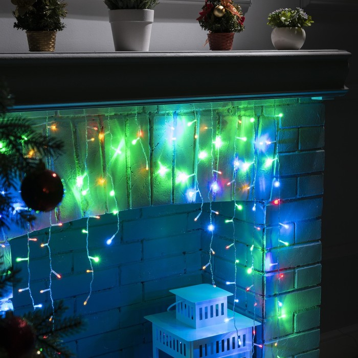 Гирлянда &laquo;Бахрома-арка&raquo; 1 &times; 1 м, IP20, прозрачная нить, 126 LED, свечение мульти, 8 режимов, 220 В